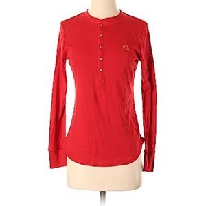 Ralph Lauren long sleeve shirt partial button down in Red